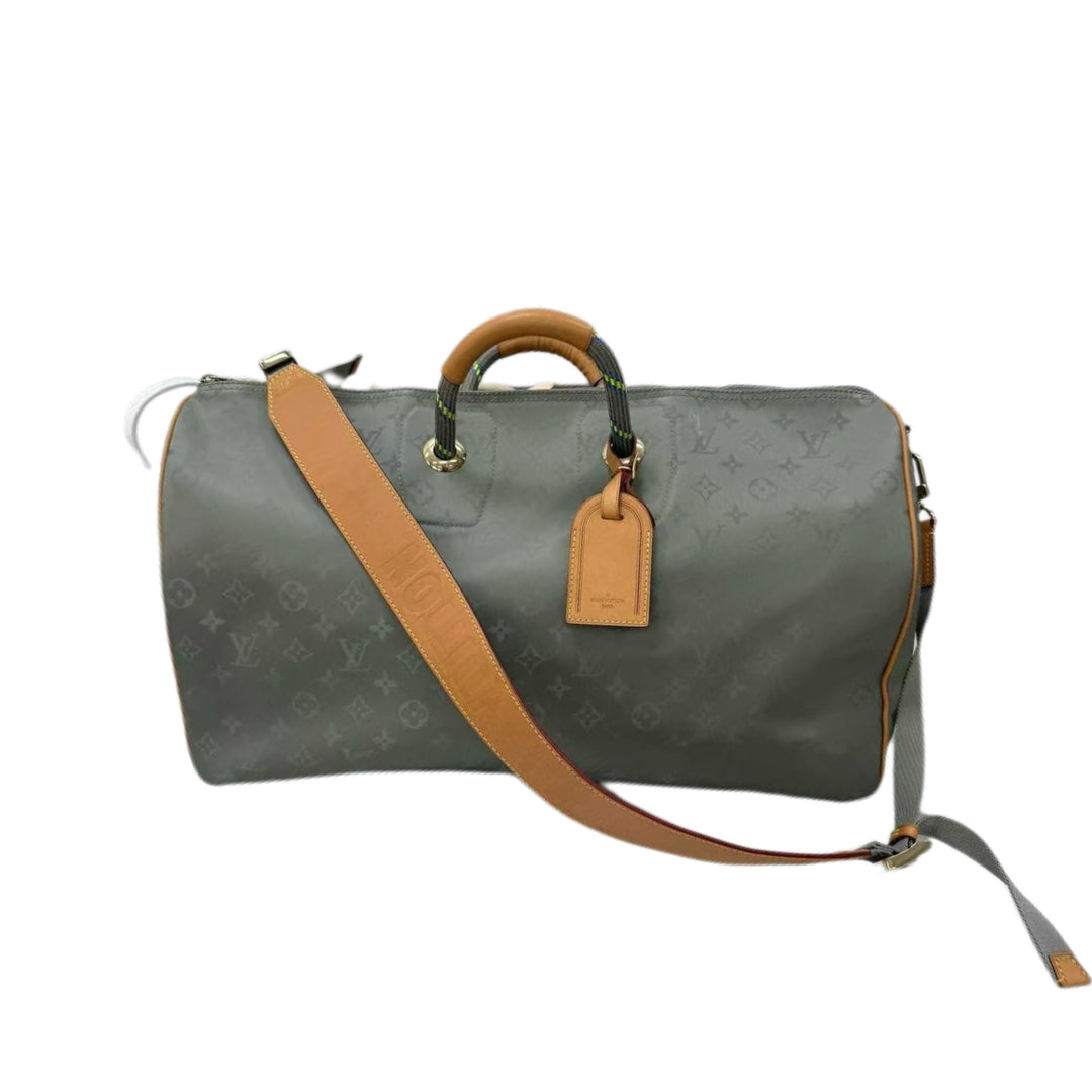 Louis Vuitton Monogram Titanium Keepall Bandouliere 50 Boston Bag