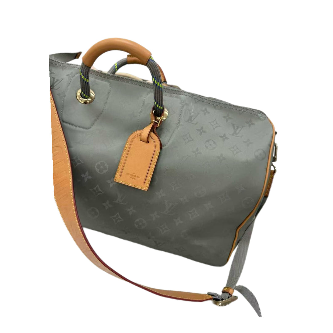 Louis Vuitton Monogram Titanium Keepall Bandouliere 50 Boston Bag